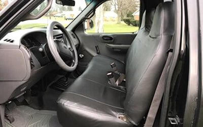 Installed Protect Vinyl Seat Covers in Truck Interior
