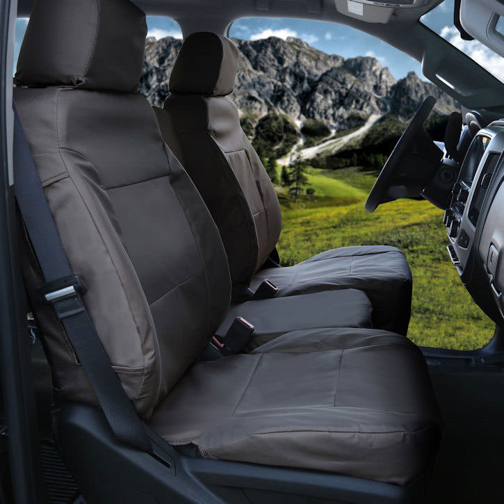 Installed Ballistic Lifestyle Buckets Front Seat Covers Light GraySaab 