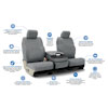 Installed Ballistic Information Diagram 40/20/40 Front Seat Covers CharcoalSaab 