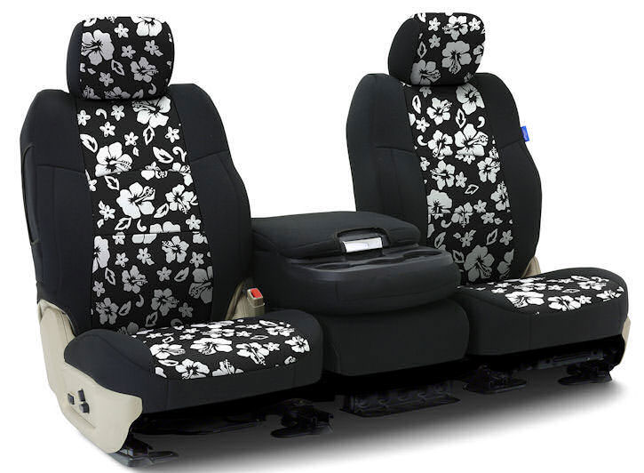 Installed Hawaiian 40/20/40 Front Seat Covers Black with BlackFiat 