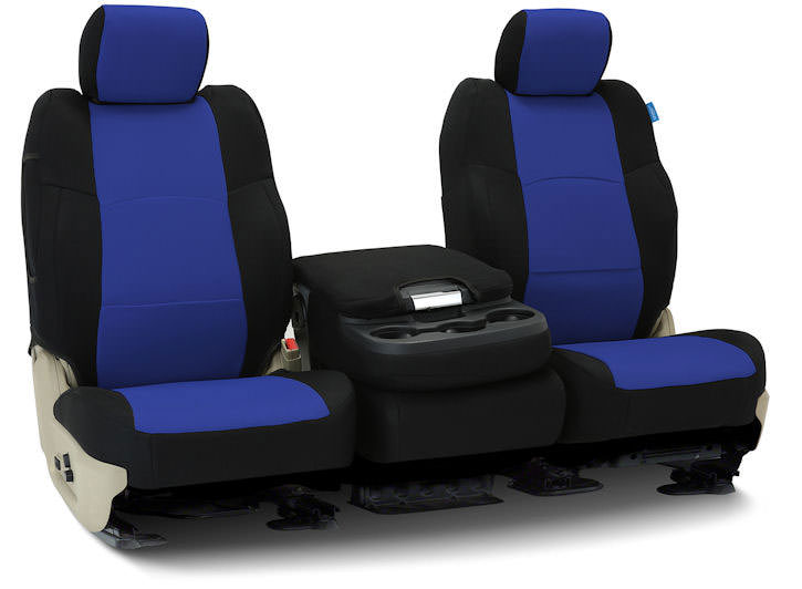 Installed Mesh 40/20/40 Front Seat Covers Black with BlueSaab 