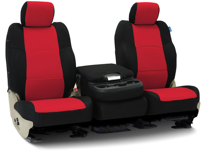 Installed Mesh 40/20/40 Front Seat Covers Black with RedSaab 