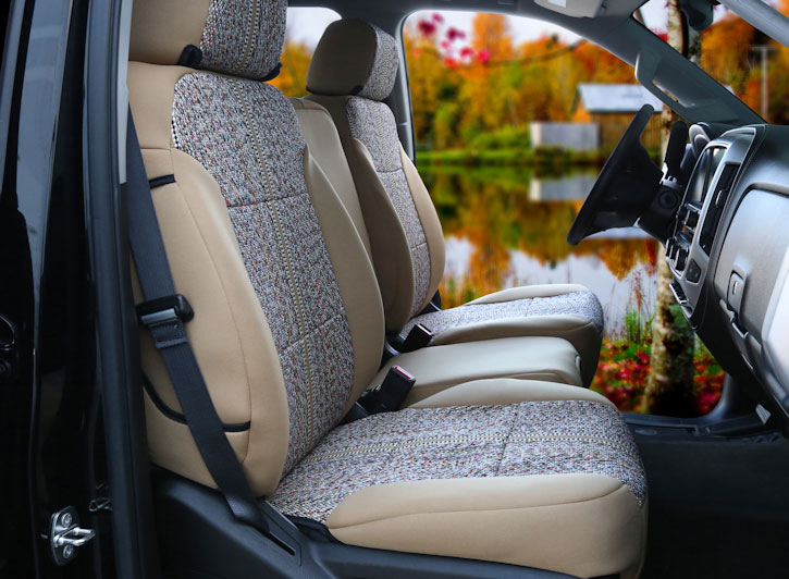 Installed Saddle Blanket 40/20/40 Front Seat Covers for 2015 Ford Mustang