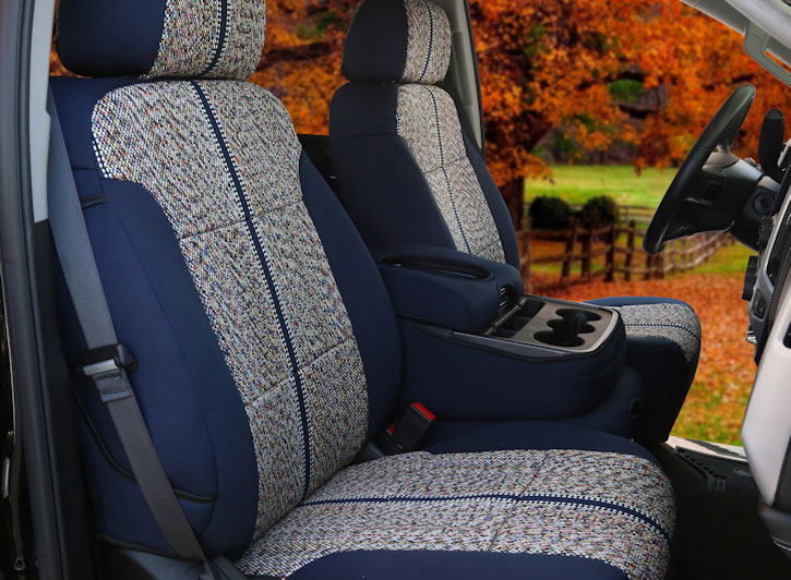 Installed Saddle Blanket 40/20/40 Front Seat Covers for 2015 Ford Mustang