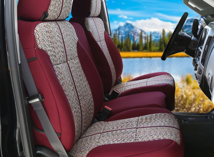 Installed Saddle Blanket 40/20/40 Front Seat Covers for 2015 Ford Mustang