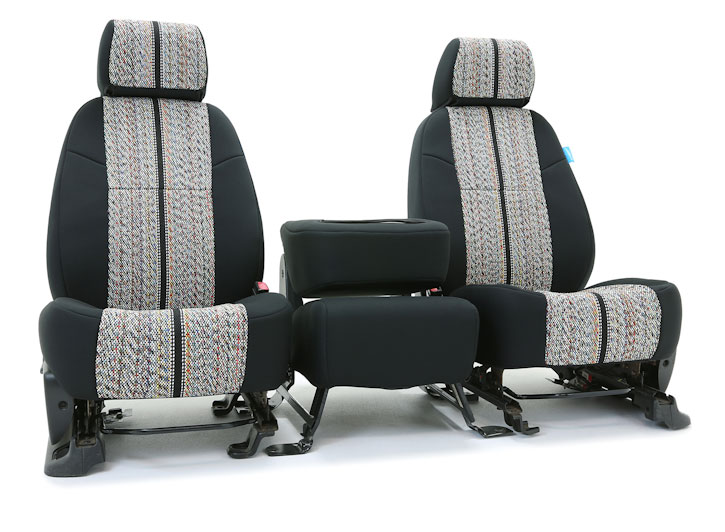 Installed Saddle Blanket 40/20/40 Front Seat Covers Black for 2015 Ford Mustang