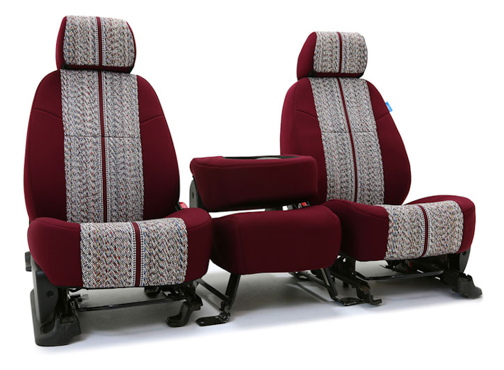 Installed Saddle Blanket 40/20/40 Front Seat Covers Red for 2015 Ford Mustang