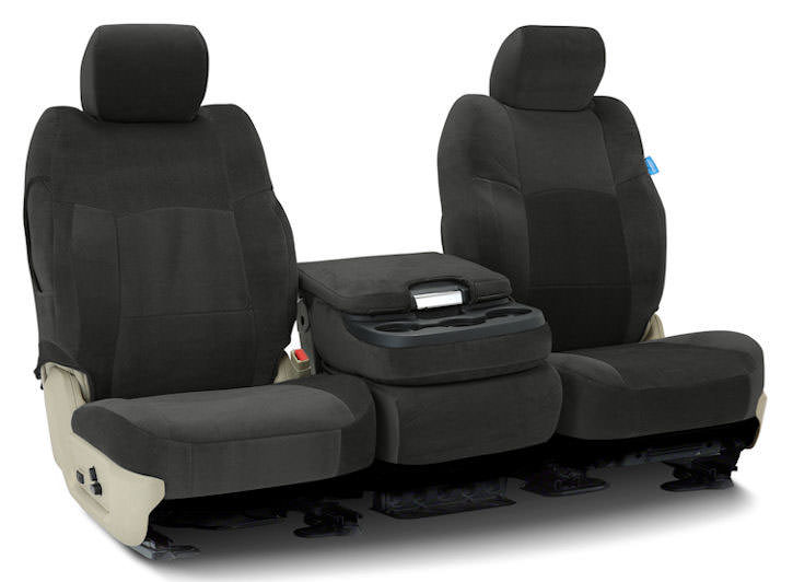 Installed Velour 40/20/40 Front Seat Covers CharcoalSaab 