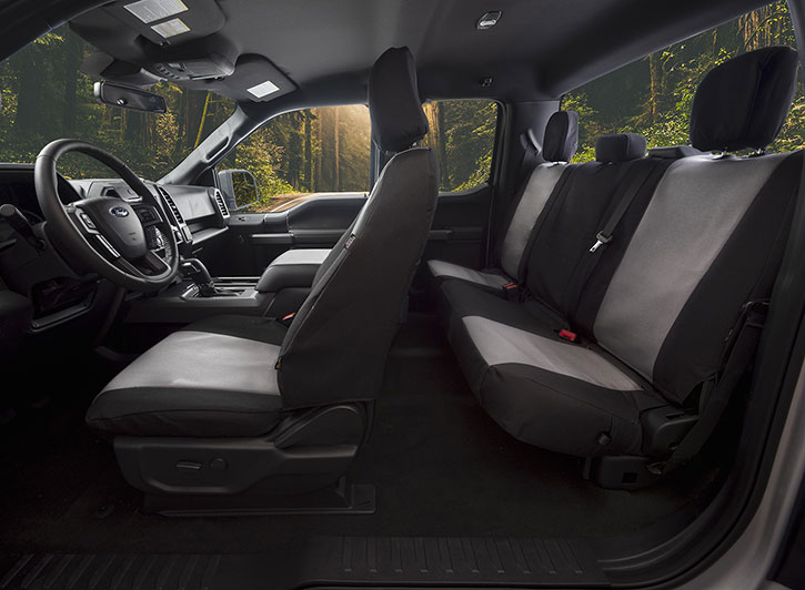 Installed Atomic Seat Covers Front and Back Black w/ GrayHonda 