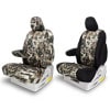 Two Installed Bonz Camo Seat Covers Solid Bonz and Sport Bonz with Black Trim