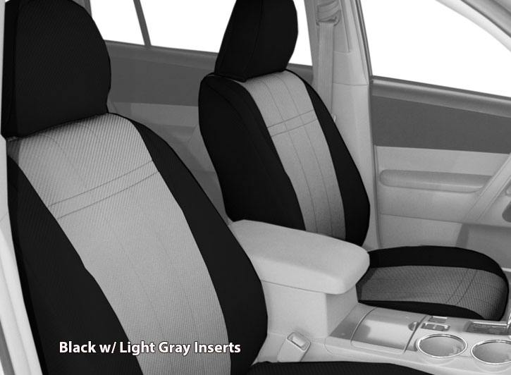 Installed Carbon Fiber Seat Covers in Black with Light Gray for 2007 Toyota Highlander