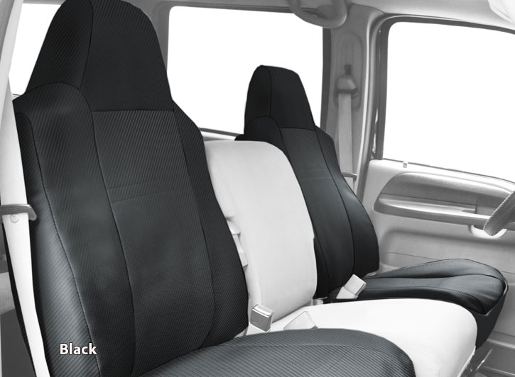 Installed Carbon Fiber Seat Covers Black with Light Gray Inserts for 2007 Toyota Highlander