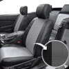 Installed Carbon Fiber Seat Covers Black with Charcoal Inserts Close Up of Fabric for 2007 Toyota Highlander