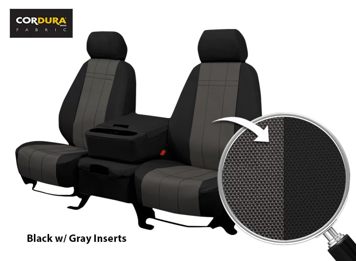 Cordura Waterproof Seat Covers By Shearcomfort On Now Installed Cordura Waterproof Seat Covers Black With Gray Close Up Of Fabric