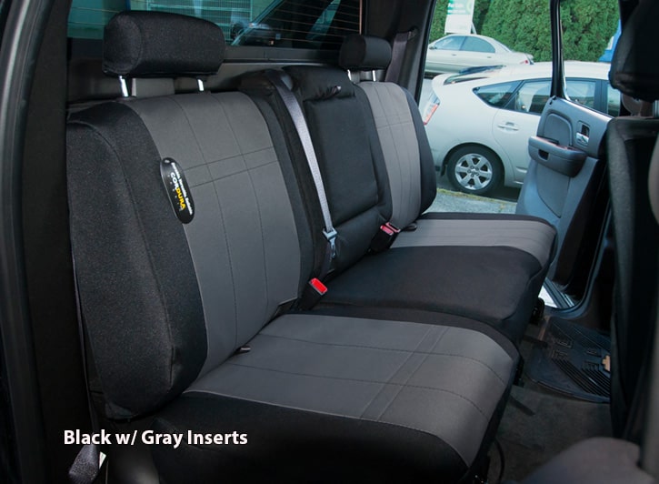 Installed Waterproof Seat Covers Cordura Black with Gray Inserts