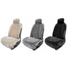 Two Installed Premium Fleece Faux Fur Seat Covers Sandstone and Gray