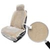 Installed Faux Sheepskin Seat Covers Tailor-Made Sandstone Close Up of Fabric