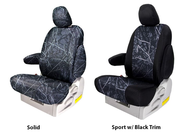 Two Installed Bucket Moonshine Camo Seat Covers Solid Harvest Mond Sport with Black Trim for 2010 Toyota Highlander