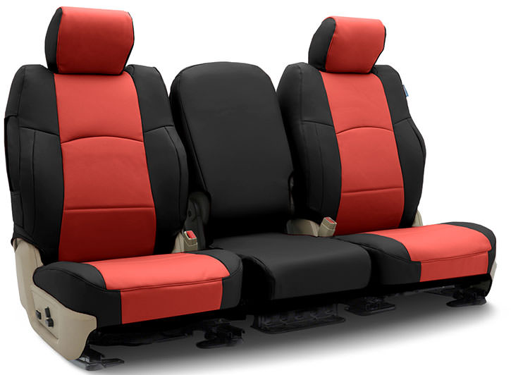 Installed Imitation Leather 40/20/40 Front Seat Covers Black with RedMitsubishi 