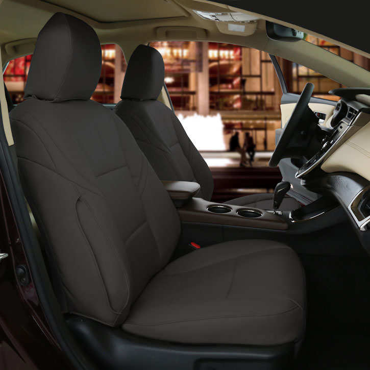 Installed Imitation Leather Lifestyle Buckets Front Seat Covers CharcoalMitsubishi 