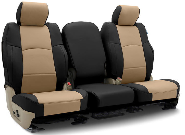 Installed Imitation Leather 40/20/40 Front Seat Covers Black with TaupeMitsubishi 