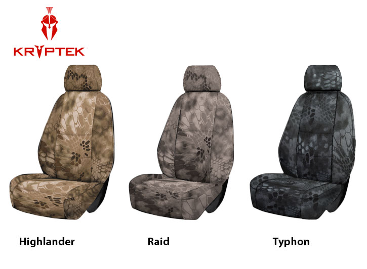 Three Installed Kryptek Camo Seat Covers Solid Highlander Raid and TyphonHonda 