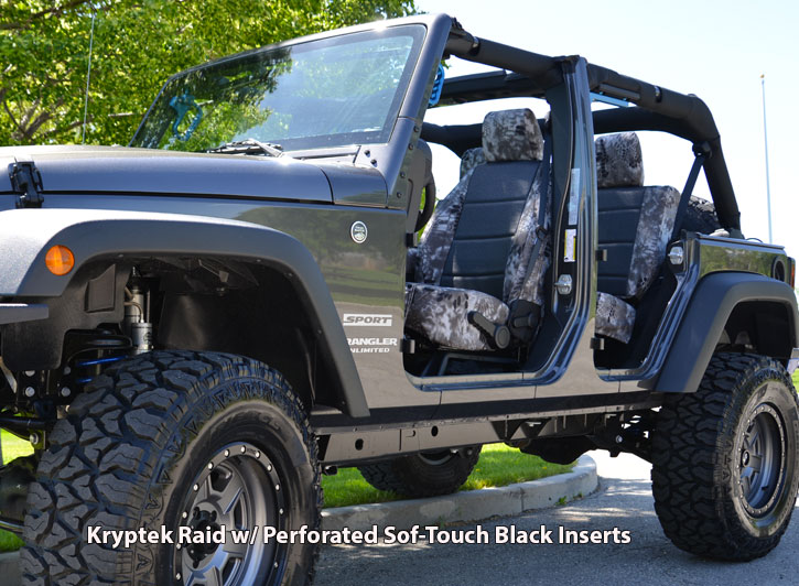 Installed Kryptek Camo Seat Covers Raid with Perforated Sof-Touch Black InsertsHonda 