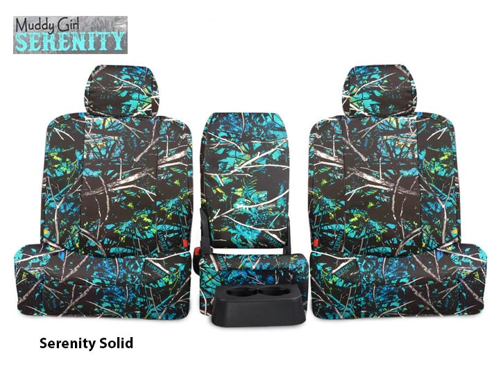 Installed Muddy Girl Camo Seat Covers Solid Serenity for 2007 Toyota Highlander