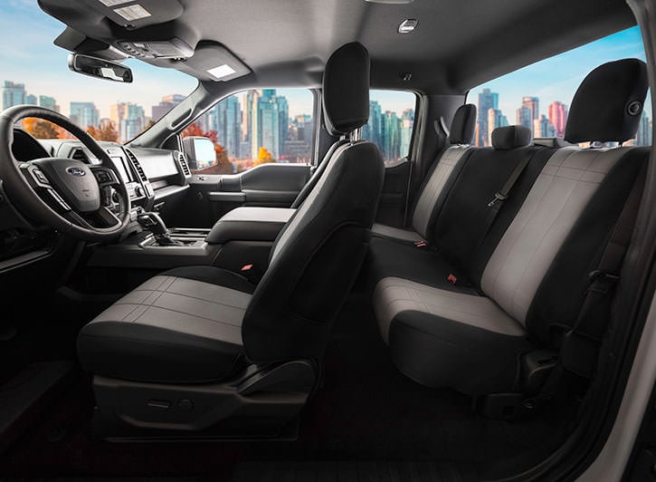 Installed Neoprene Front and Rear Seat Covers Black with GrayHonda 