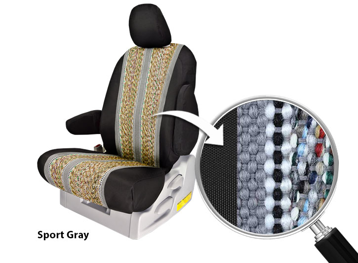 Installed Saddle Blanket Seat Covers Sport Gray with Black Trim with Close Up of FabricHonda 