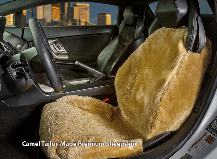 Installed Sheepskin Wool Seat Covers Camel Tailor-Made