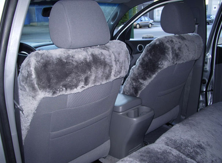 Installed Custom Sheepskin Seat Covers Gray