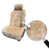 Installed Sheepskin Seat Covers Tan with Close Up of Fabric