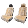 Installed Sheepskin Car Seat Covers Tan Fitting Under Headrest