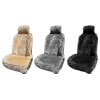 Three Installed Sheepskin Seat Covers Tan Gray and Charcoal