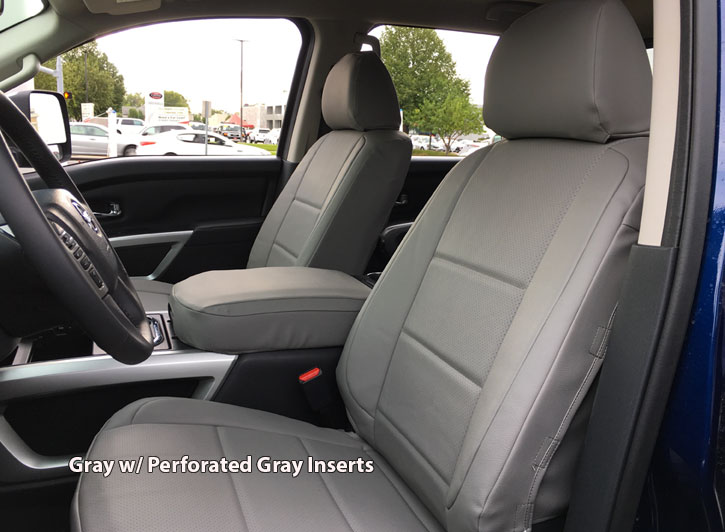 Installed Sof-Touch Leatherette Seat Covers Gray with Perforated Gray Inserts