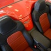 Installed Sof-Touch Imitation Leather Seat Covers Black with Perforated Red Inserts