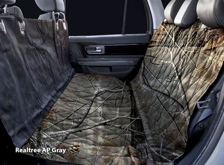 Installed Atomic and Camo Universal Pet Seat Covers AP Gray
