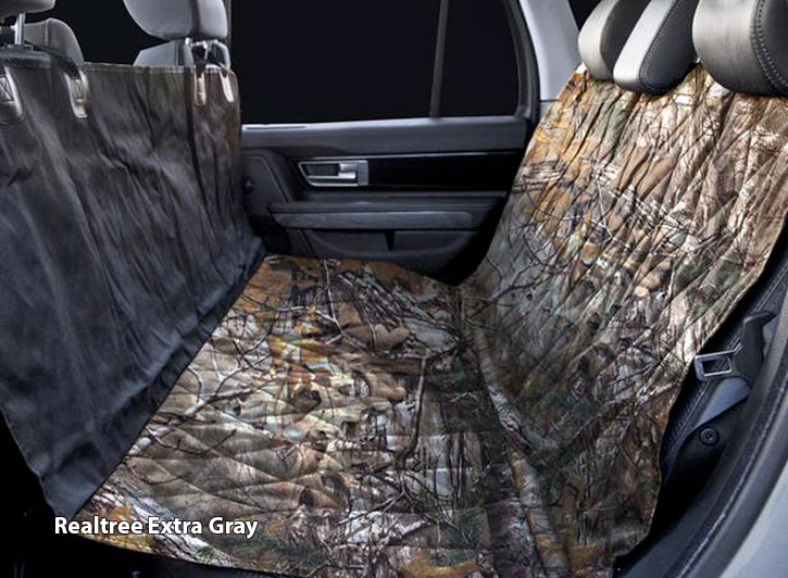 Installed Atomic and Camo Universal Pet Seat Covers Extra Gray