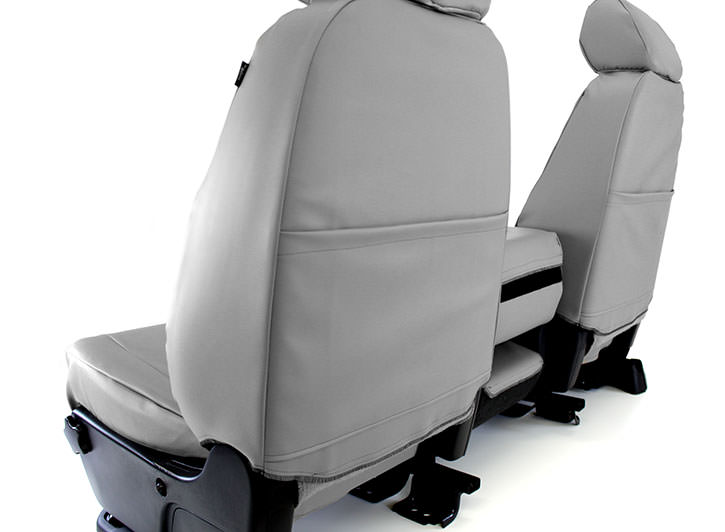 Installed Vinyl Grey Seat Covers Back ViewHonda 